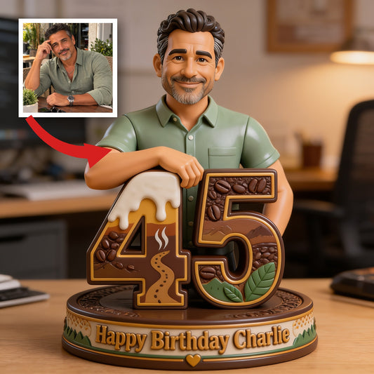 Personalized 45th Birthday Middle-Aged Latino Man 3D Figurine Gift for Dad Husband Grandpa