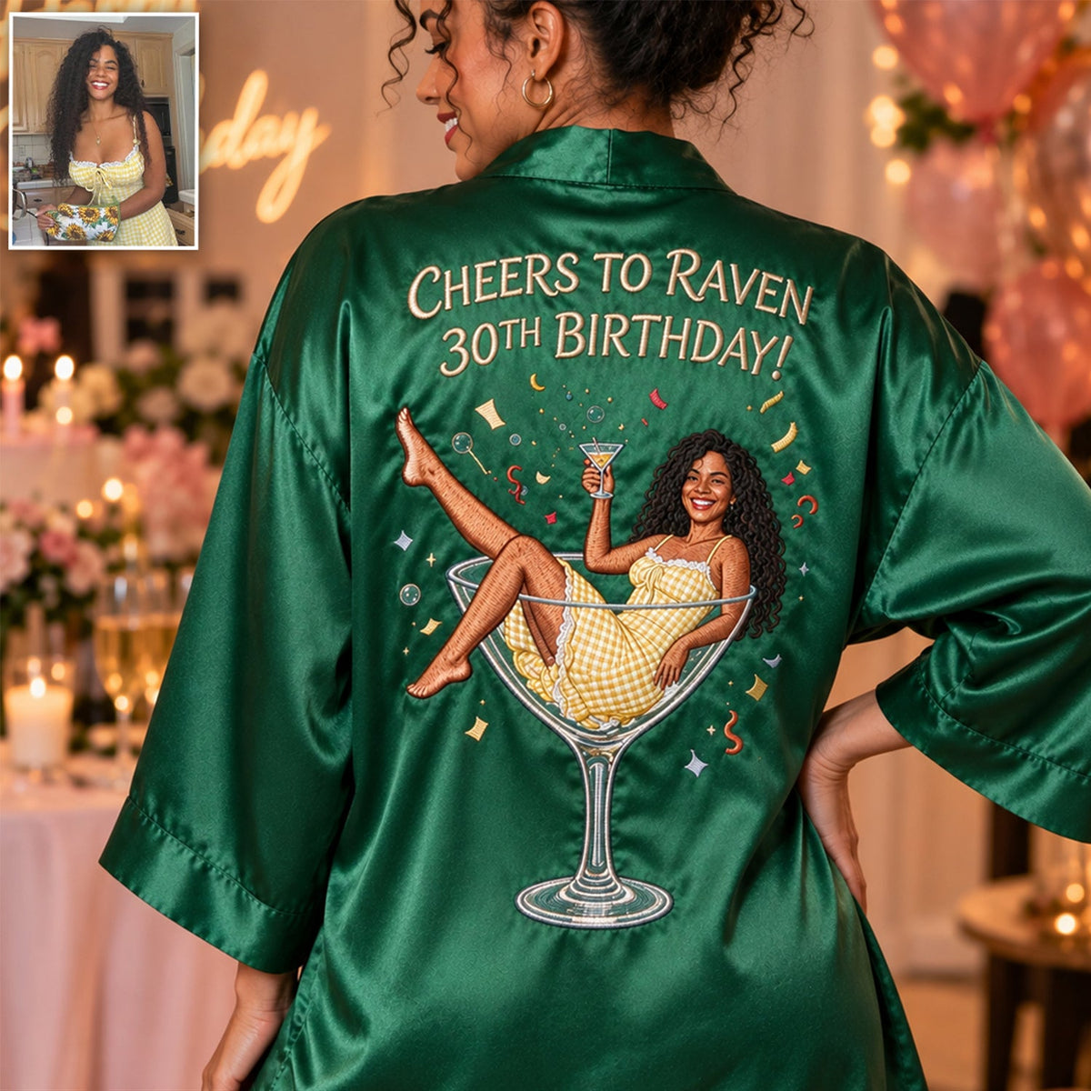Personalized 25th Birthday Woman Satin Robe Fun Birthday Gift For Her