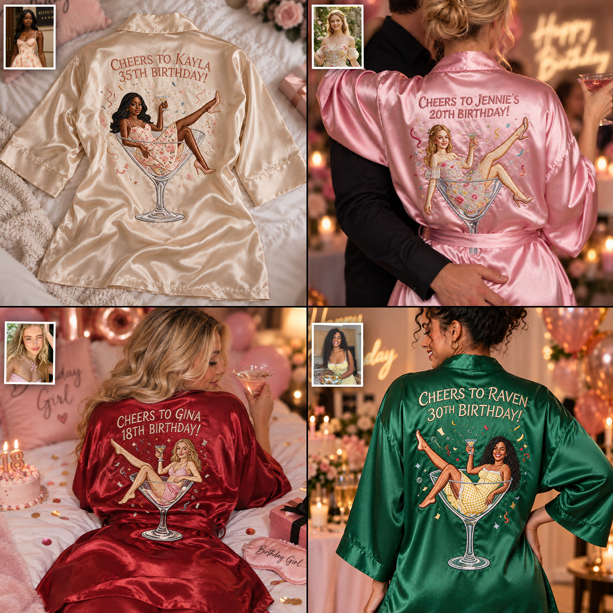 Personalized 70th Birthday Older Black Woman Satin Robe Mom Grandma Wife Gift