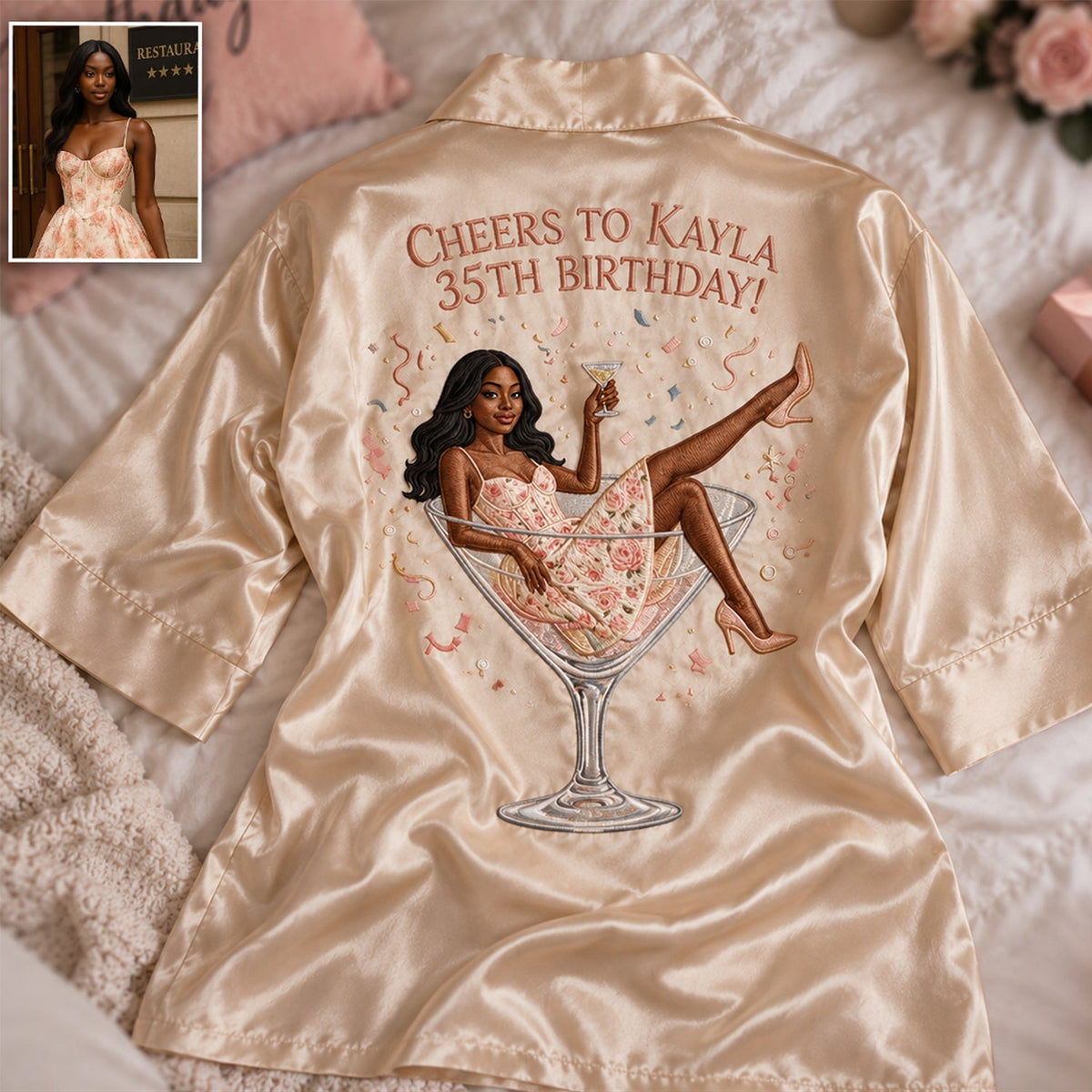 Personalized 45th Birthday Middle-Aged Latina Woman Satin Robe