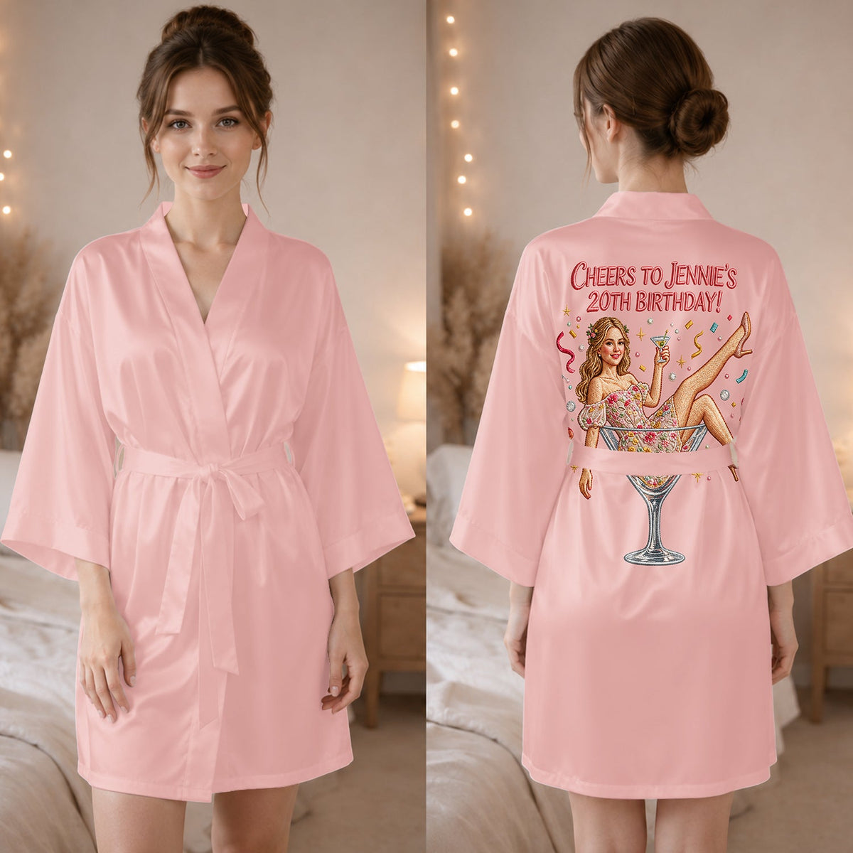 Personalized 45th Birthday Middle-Aged Woman Satin Robe Birthday Gift for Her