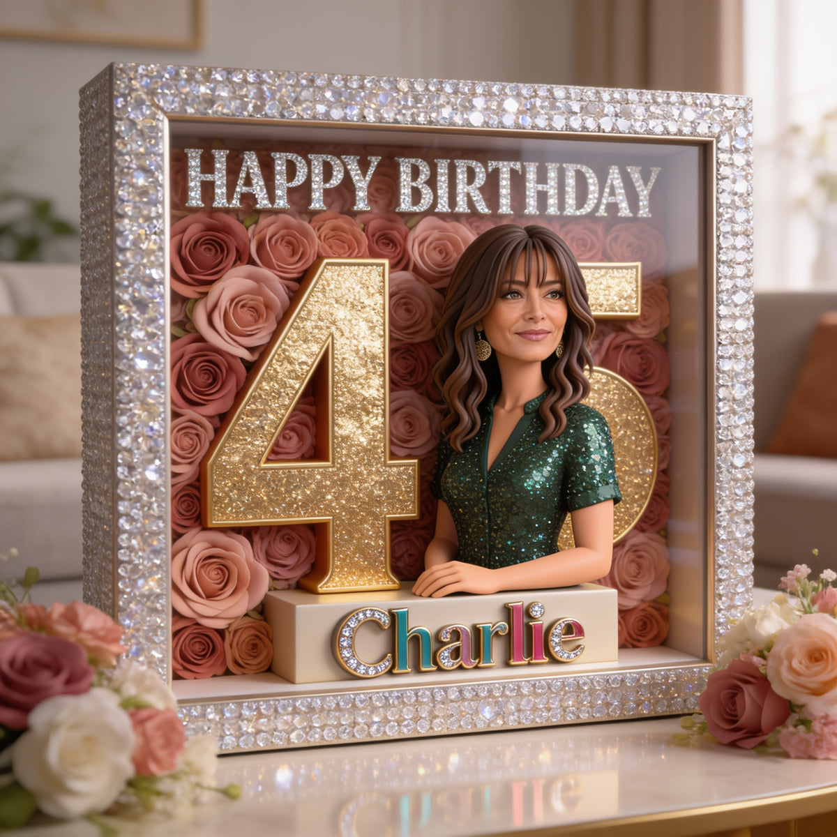 Personalized 45th Birthday Middle-Aged Latina Woman Custom Shaped Acrylic Plaque