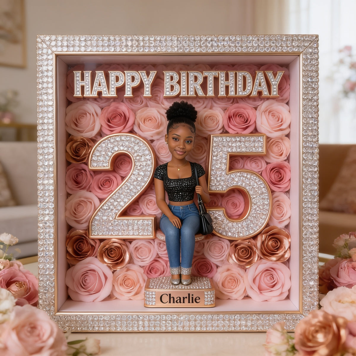 Personalized 25th Birthday Black Woman Custom Shaped Acrylic Plaque