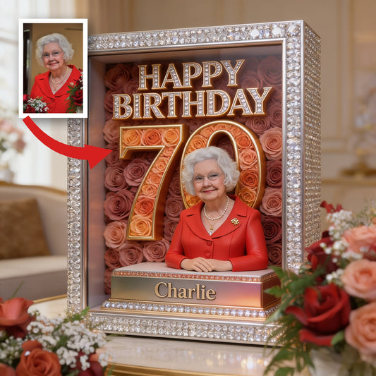 Personalized 70th Birthday Older Woman Custom Shaped Acrylic Plaque Gift