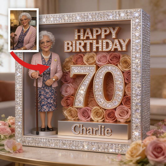 Personalized 70th Birthday Older Black Woman Custom Shaped Acrylic Plaque Gift for Mom Grandma Wife