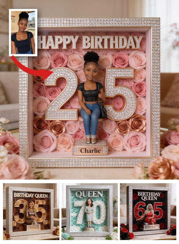 Personalized 25th Birthday Black Woman Custom Shaped Acrylic Plaque