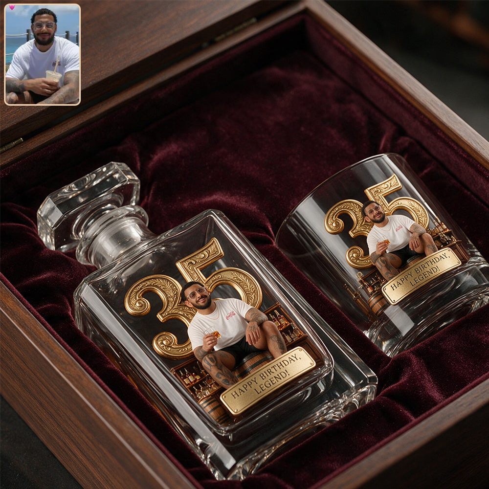 Personalized 25th Birthday Man Whiskey Decanter Set Gift For Him Husband Son Boyfriend