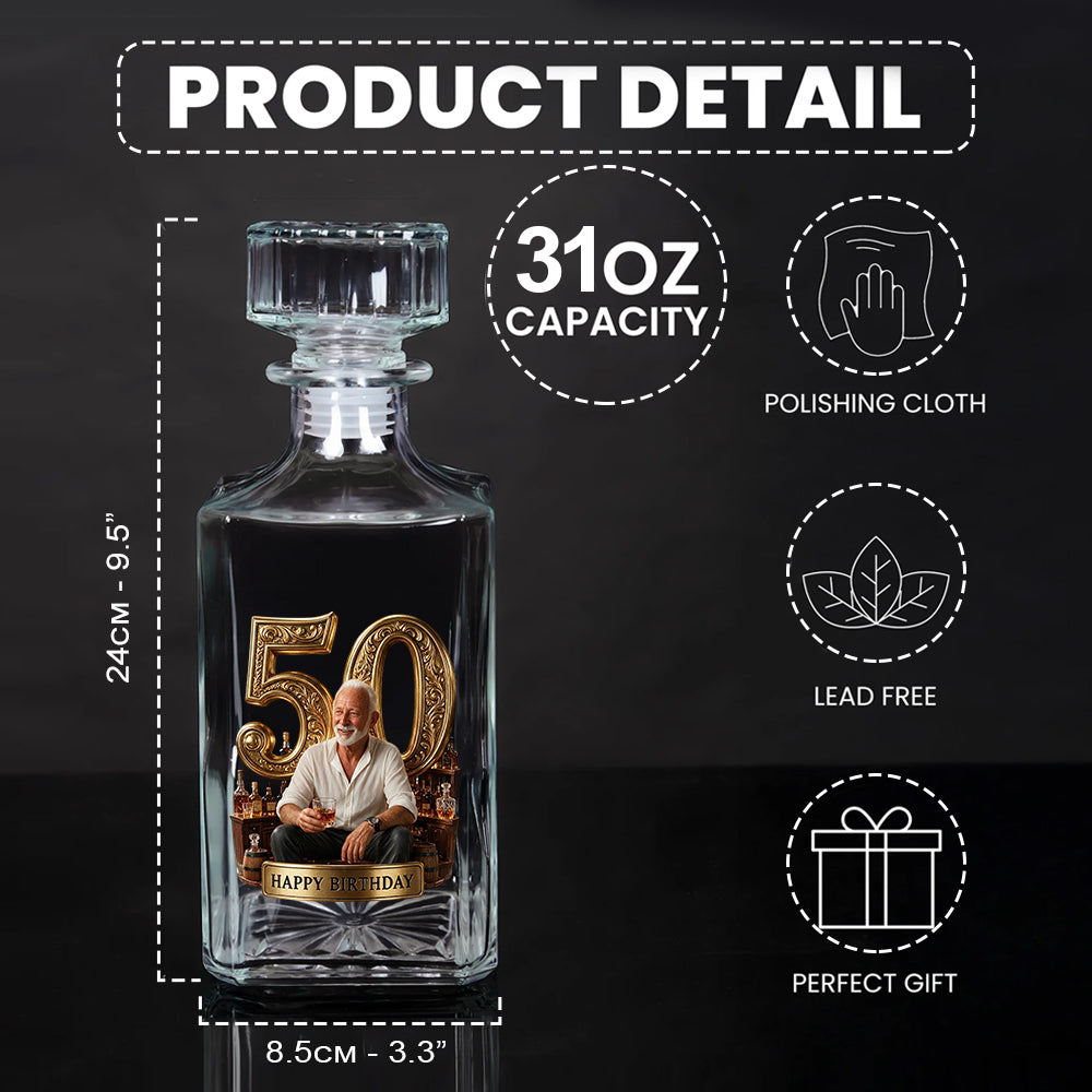 Personalized 25th Birthday Black Man Whiskey Decanter Set Gift For Him