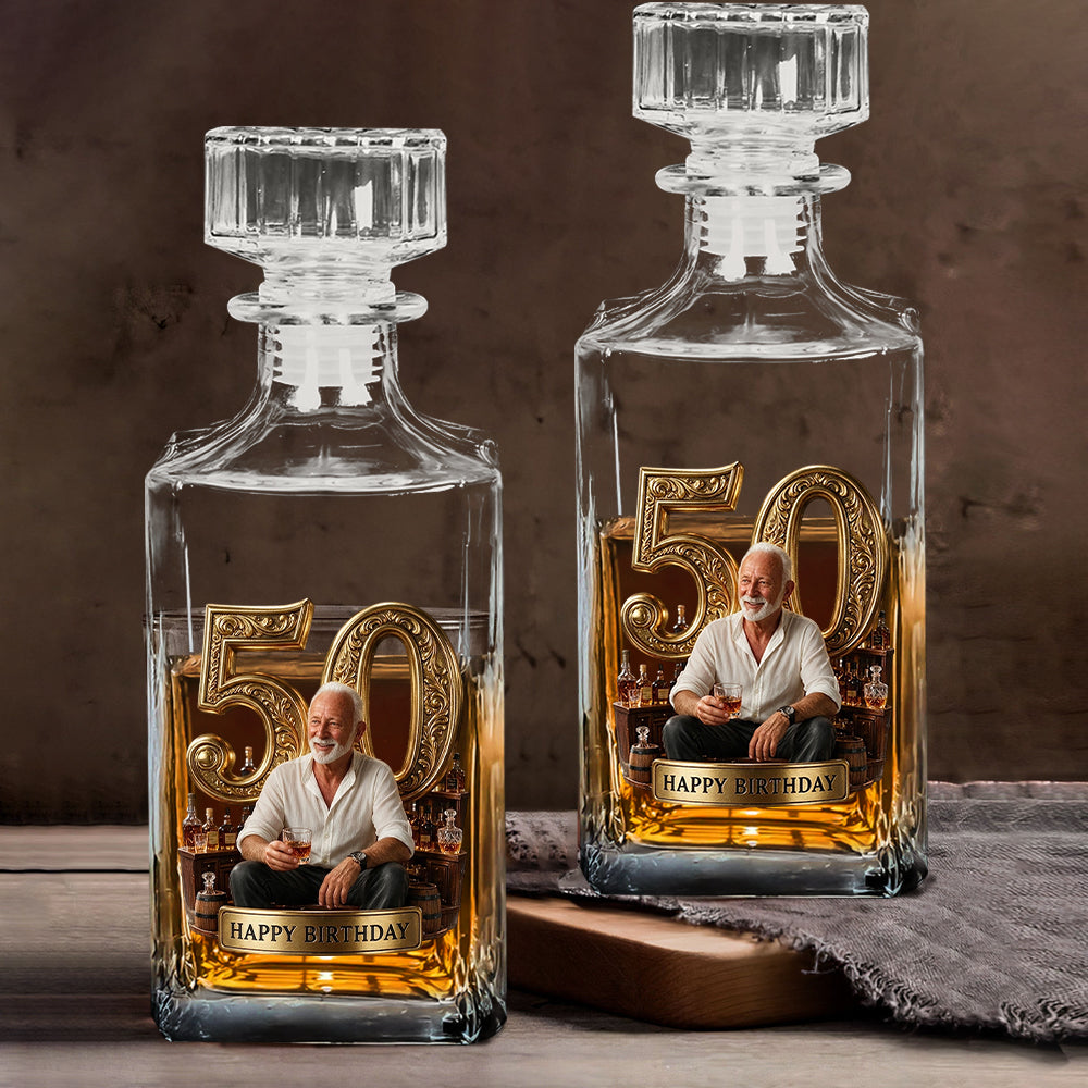 Personalized 45th Birthday Middle-Aged Man Whiskey Decanter Set Gift for Dad Husband