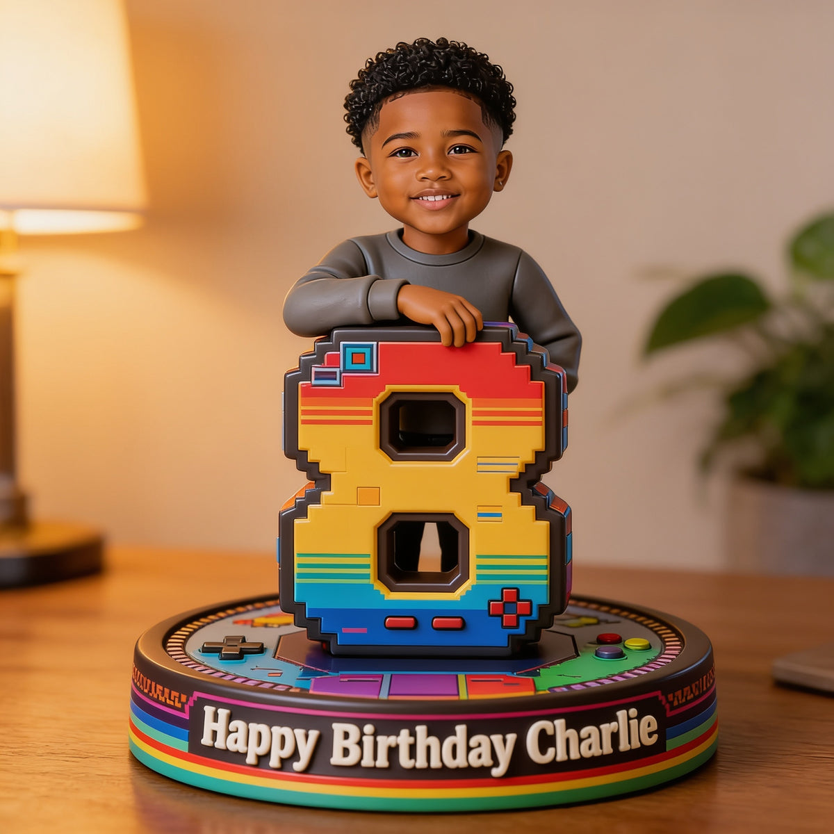 Personalized Birthday Black Little Boy 3D Figurine Son Grandson Nephew Keepsake Gift