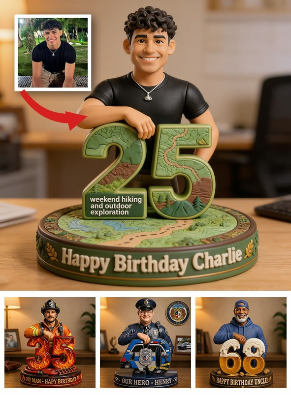 Personalized 25th Birthday Latino Man 3D Figurine Gift for Him