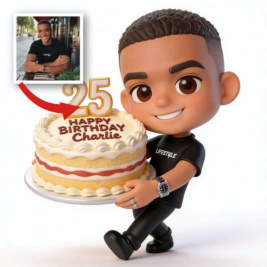 Personalized 25th Birthday Black Man Premium 3D Figurine