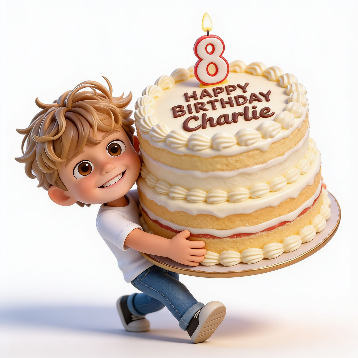 Personalized 8th Birthday Little Boy Custom 3D Figurine Keepsake Gift