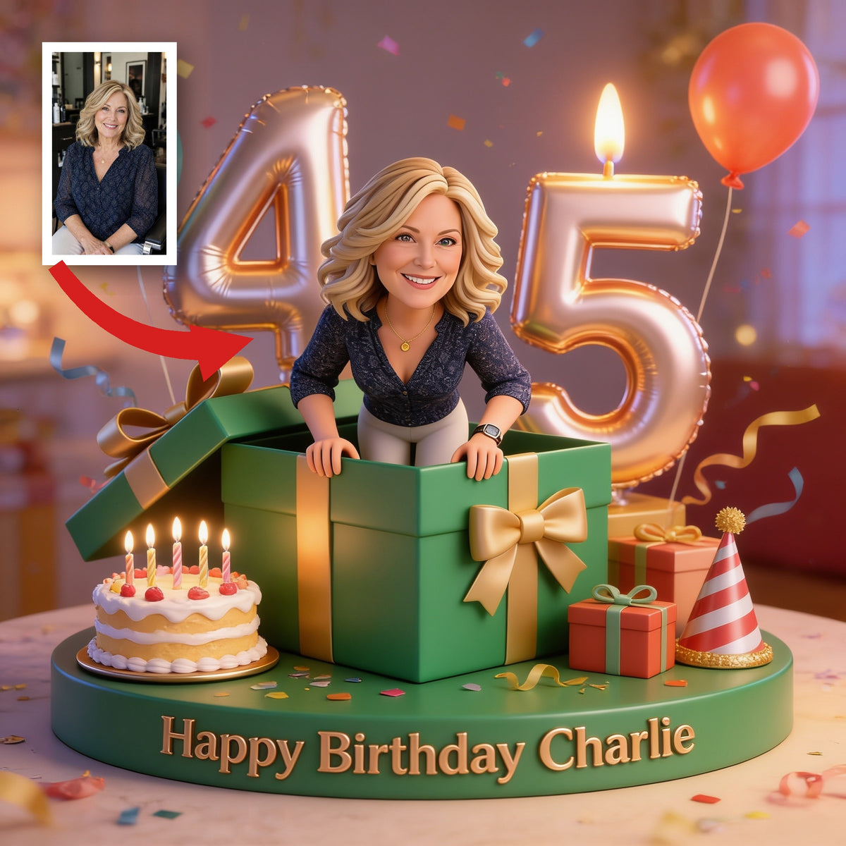 Personalized 45th Birthday Middle-Aged Woman Custom Shaped Acrylic Plaque Gift