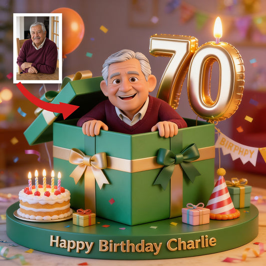 Personalized 70th Birthday Older Latino Man Custom Shaped Acrylic Plaque Birthday Gift