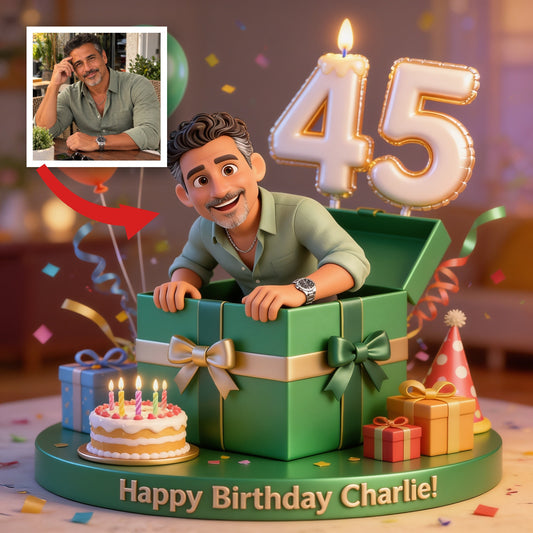 Personalized 45th Birthday Middle-Aged Latino Man Custom Shaped Acrylic Plaque