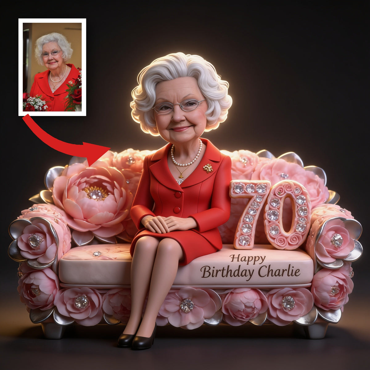 Personalized 70th Birthday Older Woman Custom Shaped Acrylic Plaque Gift for Mom Grandma Wife