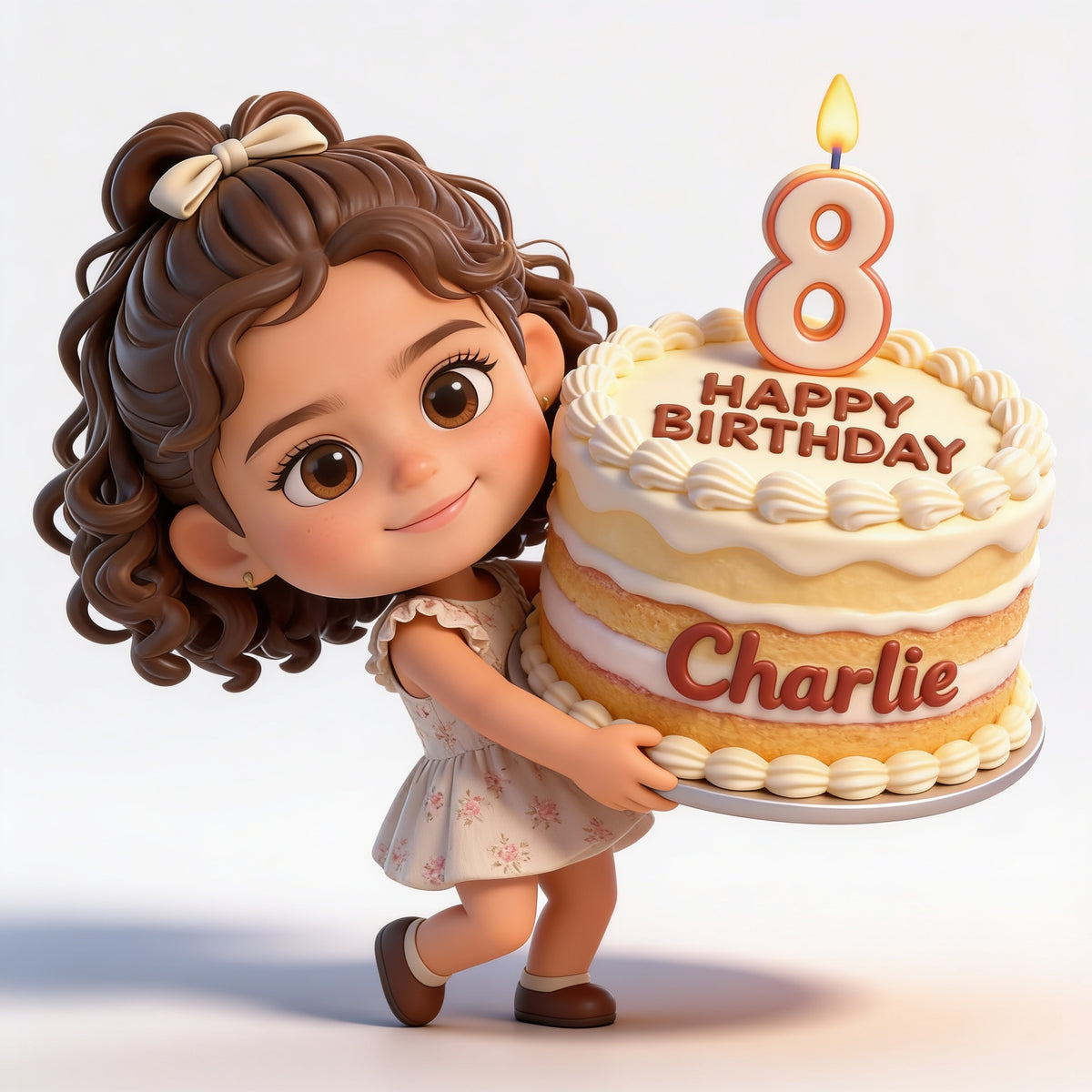Personalisierte 3D-Figur zum 8. Geburtstag für Latina-Mädchen - Geschenk für Tochter Enkelin Nichte
