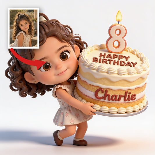 Personalized 8th Birthday Latina Little Girl 3D Figurine - Gift for Daughter Granddaughter Niece