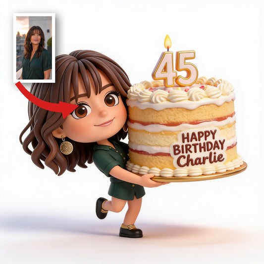 Personalized 45th Birthday Middle-Aged Latina Woman 3D Figurine Keepsake Gift