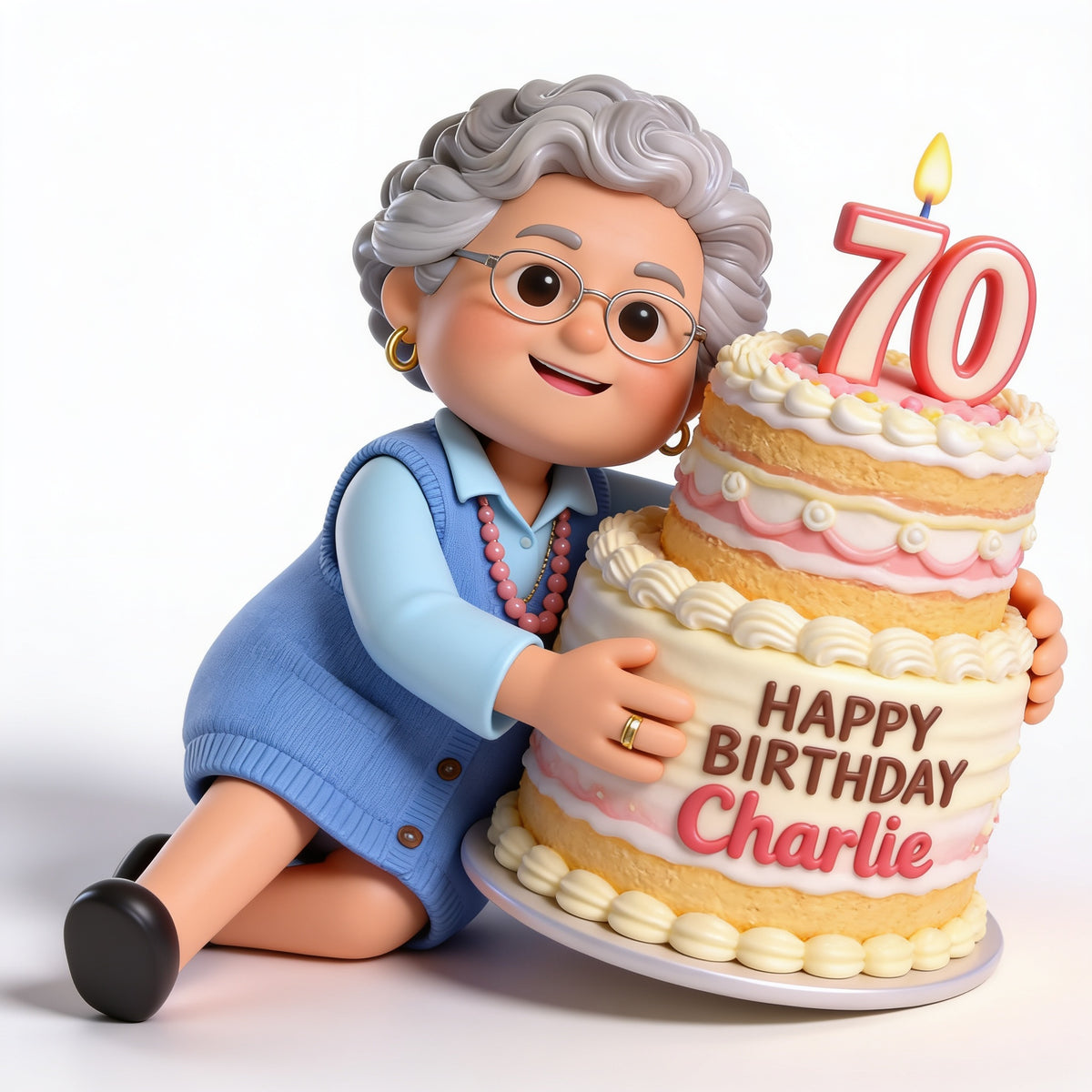 Personalized 70th Birthday Older Latina Woman 3D Figurine Keepsake Gift