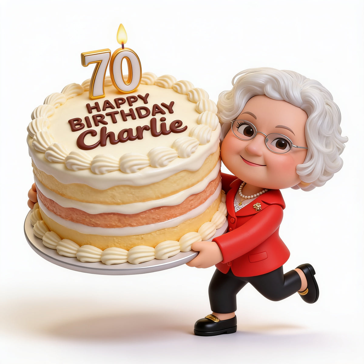 Personalized 70th Birthday Older Woman Premium 3D Figurine - Gift for Grandma Mom