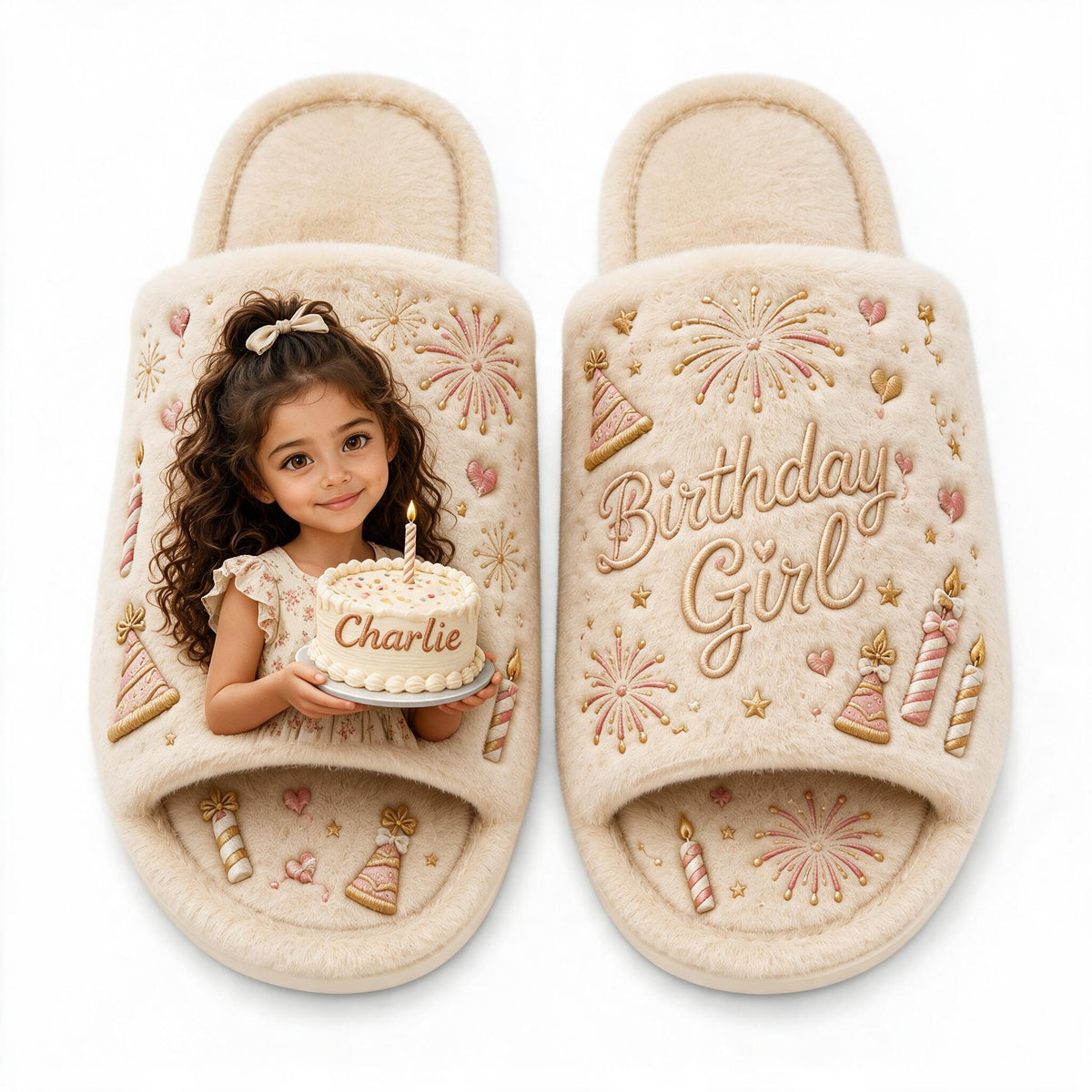 Chaussons ouverts personnalisés pour anniversaire, cadeau pour fille, petite-fille, nièce
