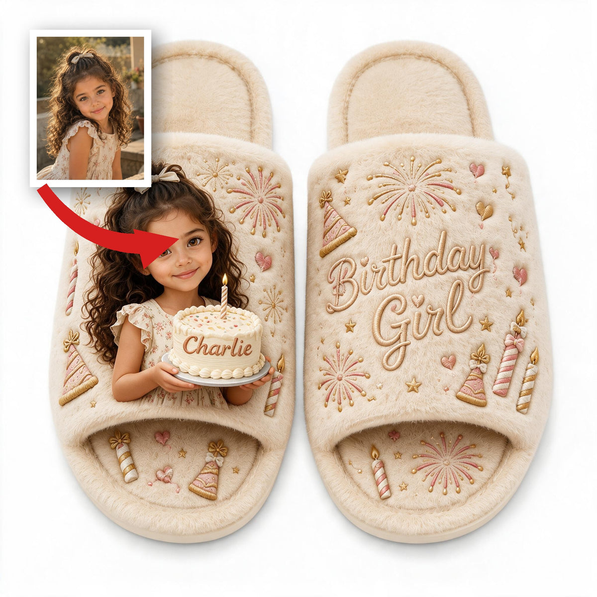 Chaussons ouverts personnalisés pour anniversaire, cadeau pour fille, petite-fille, nièce