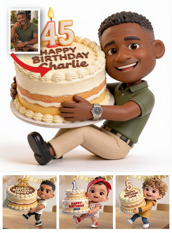 Personalized 45th Birthday Middle-Aged Black Man 3D Figurine Gift