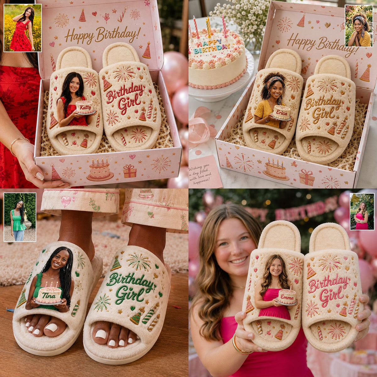 Personalized 50th Birthday Middle-Aged Latina Woman Open-Toe Slippers, Birthday Gift for Mom Grandma