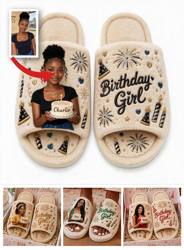 Personalized 21st Birthday Black Woman Open-Toe Slippers, Birthday Gift for Her