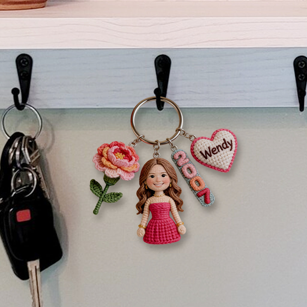 Cadeau de porte-clés personnalisé pour le 70e anniversaire d'une femme latina âgée