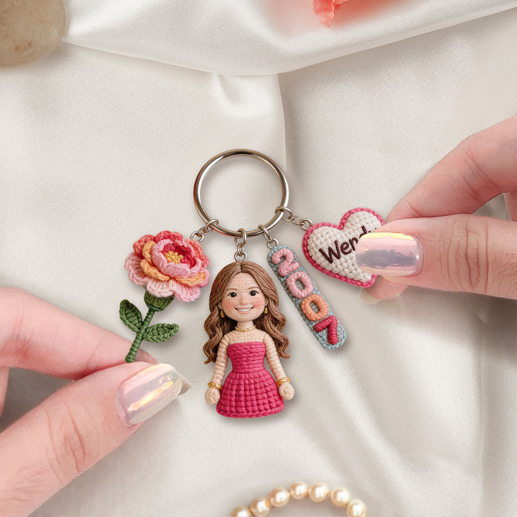 Personalized 50th Birthday Middle-Aged Woman Premium Charm Keychain Gift for Mom Grandma Wife
