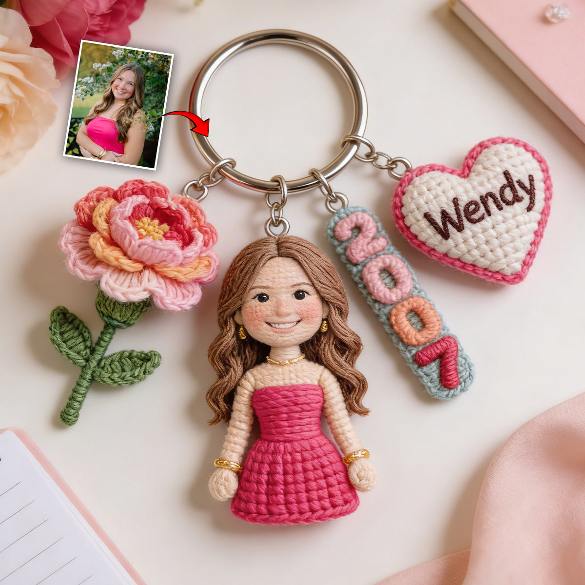 Personalized 50th Birthday Middle-Aged Woman Premium Charm Keychain Gift for Mom Grandma Wife