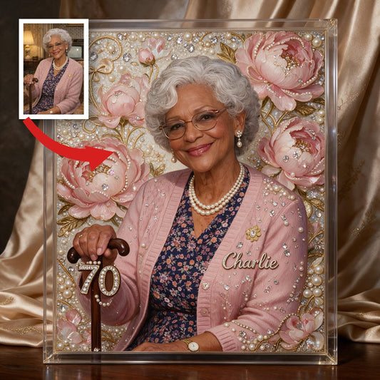 Personalized 70th Birthday Older Black Woman Diamond Painting Ornament Kit, Grandma Gift