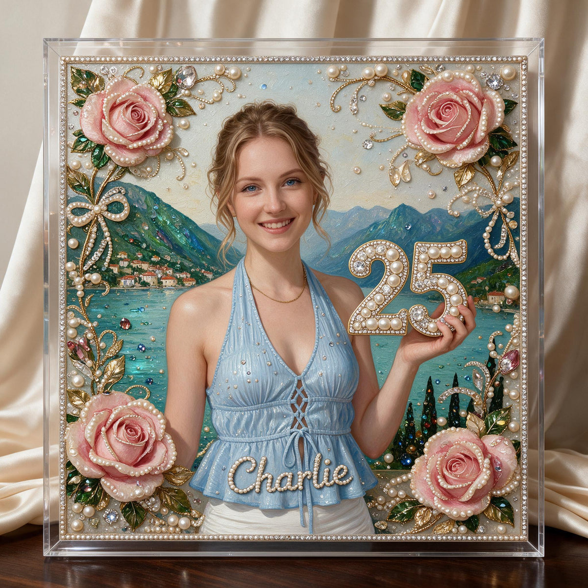 Personalized 25th Birthday Woman Diamond Painting Ornament Kit Gift for Her