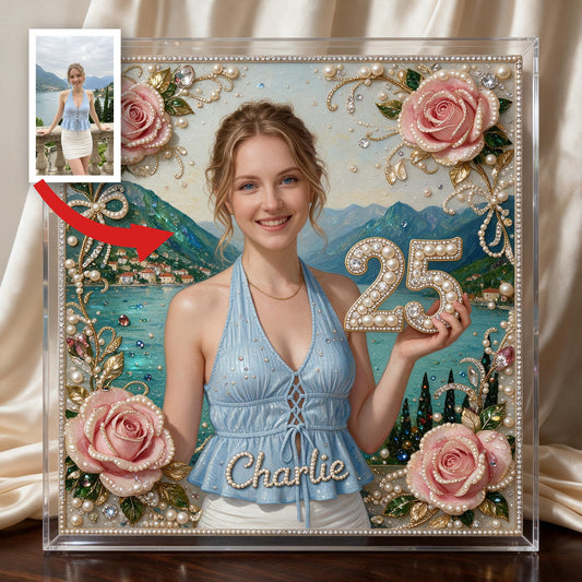 Personalized 25th Birthday Woman Diamond Painting Ornament Kit Gift for Her