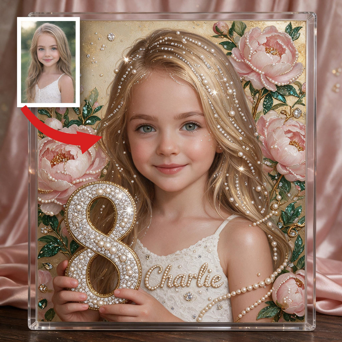 Personalisierbares Geburtstags-Diamantmalerei Ornament-Kit für Mädchen, Geschenk für Tochter Enkelin Nichte