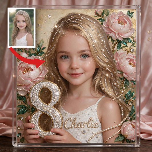 Personalized Birthday Little Girl Diamond Painting Ornament Kit, Gift for Daughter Granddaughter Niece