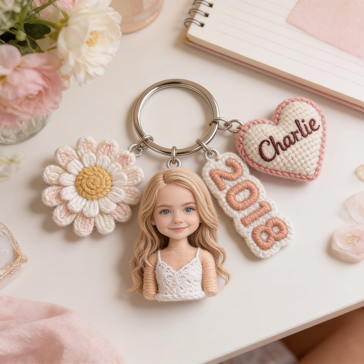 Personalisierter Schlüsselanhänger zum Geburtstag für kleine Mädchen, individuelles Geschenk für Tochter, Enkelin, Nichte