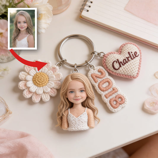 Personalized Birthday Little Girl Keychain, Custom Gift for Daughter Granddaughter Niece