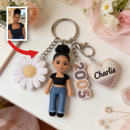 Personalized 21st Birthday Black Woman Charm Keychain, Custom Gift for Her