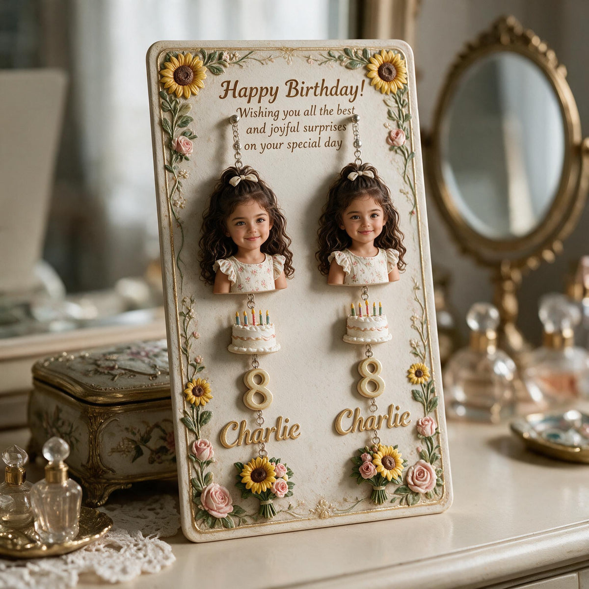 Personalisierte Geburtstags-Ohrringe für Latina-Mädchen mit Displaykarte, Geschenk für Tochter, Enkelin, Nichte