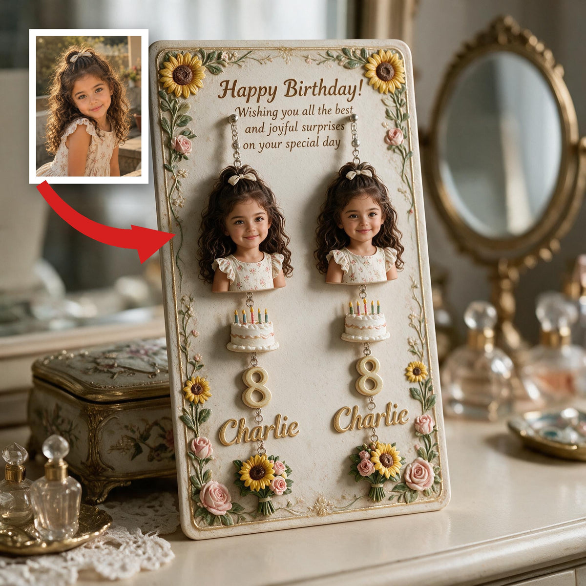 Personalisierte Geburtstags-Ohrringe für Latina-Mädchen mit Displaykarte, Geschenk für Tochter, Enkelin, Nichte