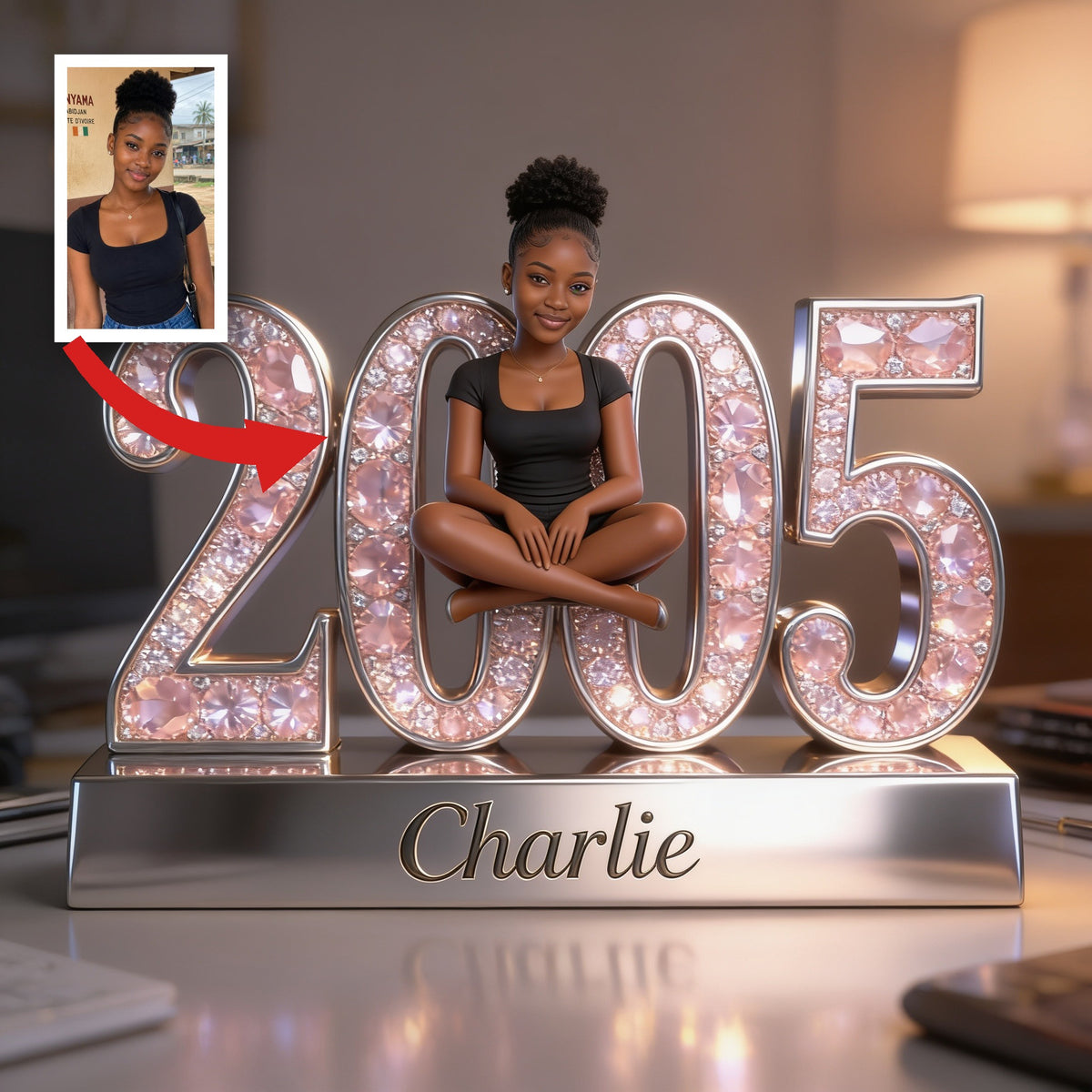 Personalized 21st Birthday Black Woman Custom Shaped Acrylic Plaque Gift For Her