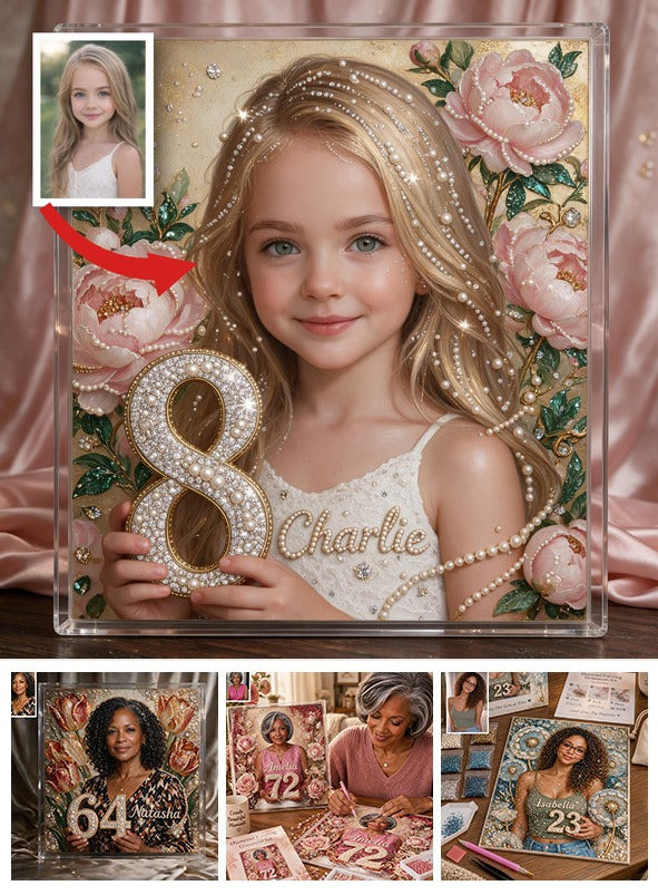 Personalisierbares Geburtstags-Diamantmalerei Ornament-Kit für Mädchen, Geschenk für Tochter Enkelin Nichte