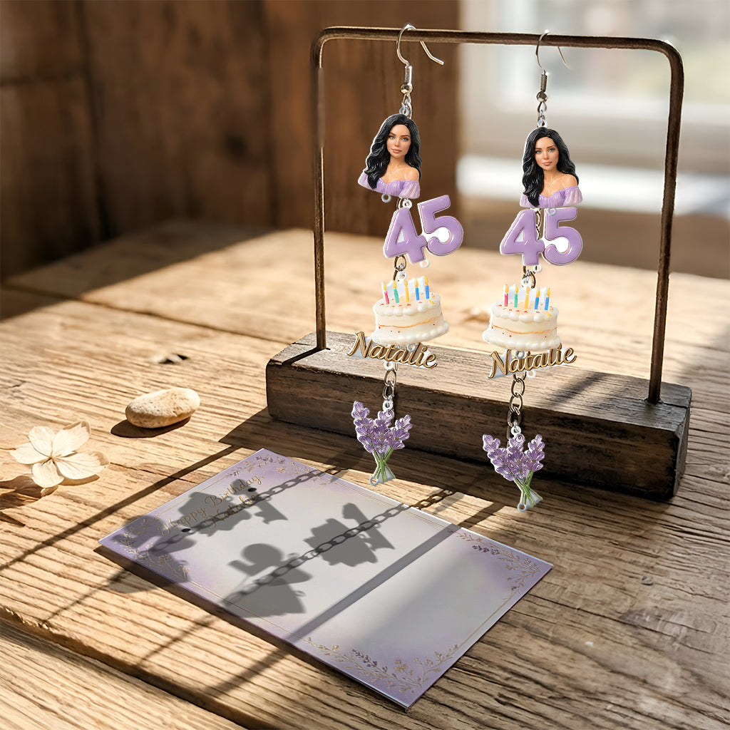 Personalized 50th Birthday Middle-Aged Woman Earrings with Display Card Gift for Mom Wife Grandma