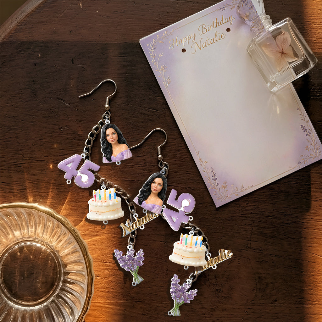 Personalized 70th Birthday Older Woman Earrings with Display Card, Mom Grandma Wife Gift