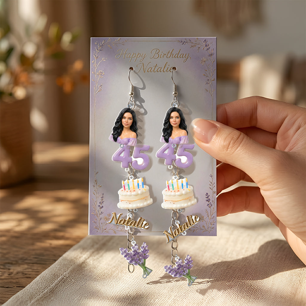 Personalized 50th Birthday Middle-Aged Woman Earrings with Display Card Gift for Mom Wife Grandma