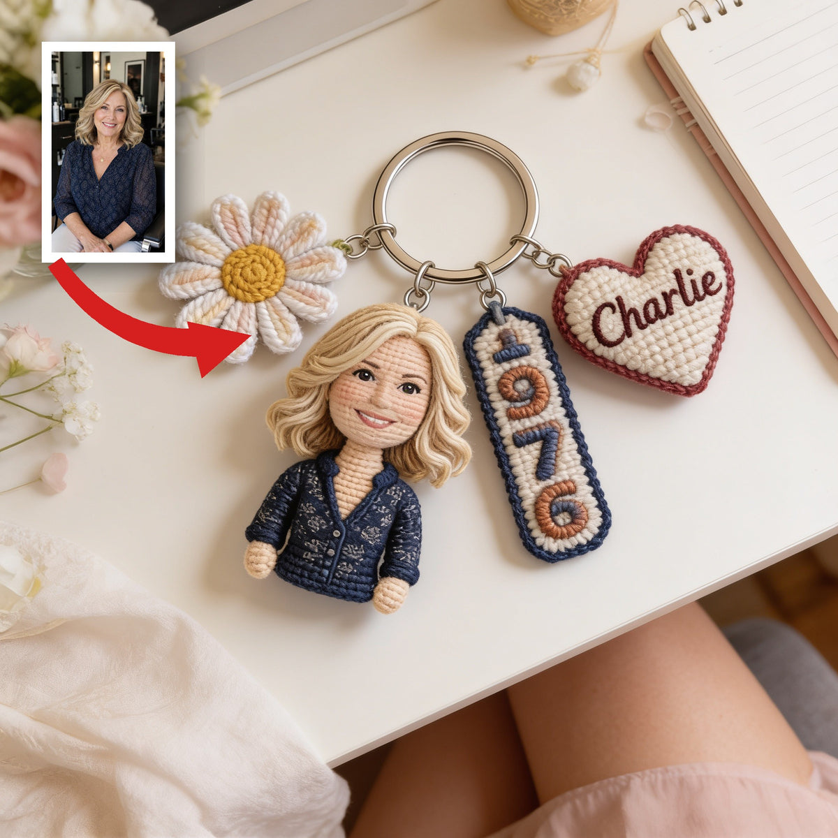 Personalized 50th Birthday Middle-Aged Woman Premium Charm Keychain Gift for Mom Grandma Wife